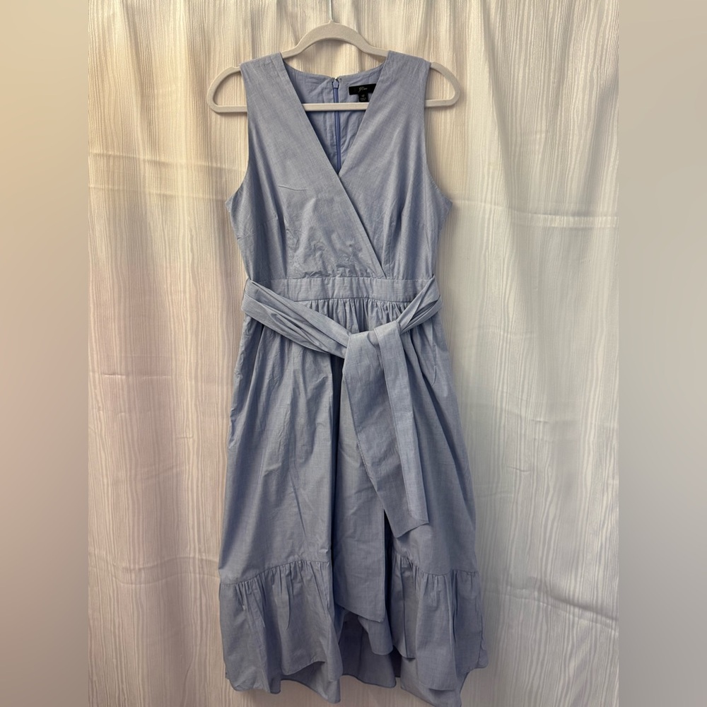 J. Crew Blue Tiered Tie Front Sundress